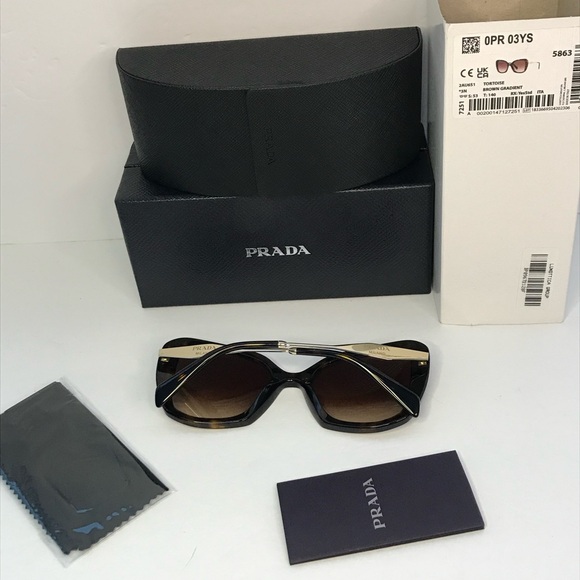 PRADA SPR 03Y VAU-6S1 butterfly sunglass honey tortoise frame brown lenses. - Picture 13 of 16